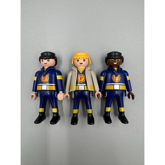 Playmobil Firemen Lot Of 3 Figures Fire Men - Picture 1 of 10
